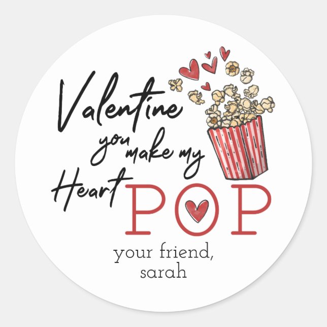 Sticker Valentine Doodle Popcorn (Devant)