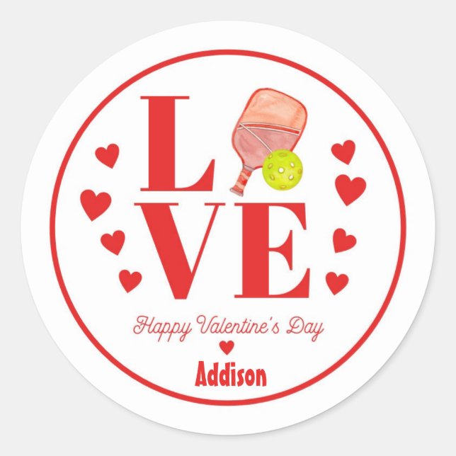 Sticker Valentine Pickleball, LoVE Pickleball (Devant)