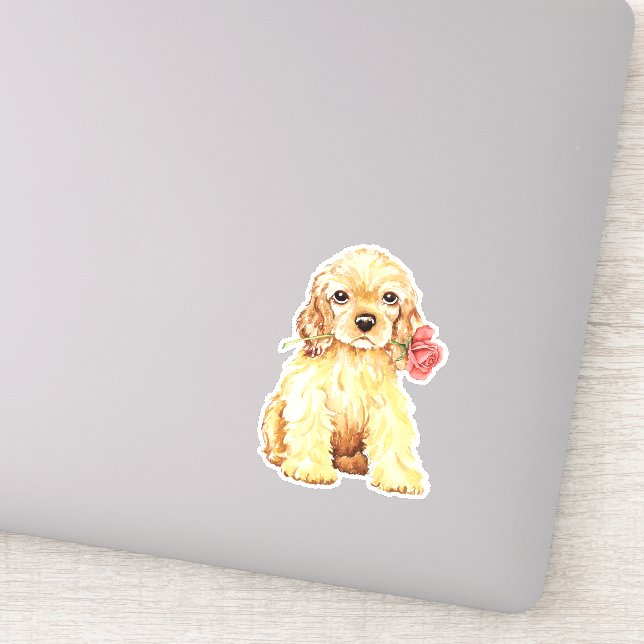 Sticker Valentine Rose Cocker Spaniel Vinyl (Détail)