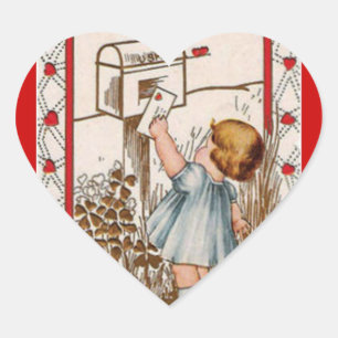 Sticker Valentine vintage pour la petite fille