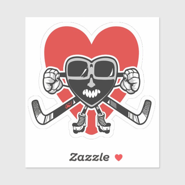 Sticker Valentines amour coeur montrer Hockey Compétences  (Feuille)