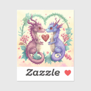 Sticker Valentines Carte Jour de Violet Dragon Couple
