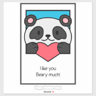 Sticker Valentines Day Card Friends Panda Heart
