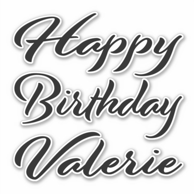 Sticker Valerie Nom Prénom Anniversaire de la Broderie noi (Devant)