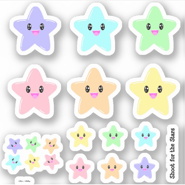 Sticker VALUE Kawaii Star Cute Rainbow Shoot pour les étoi (Devant)