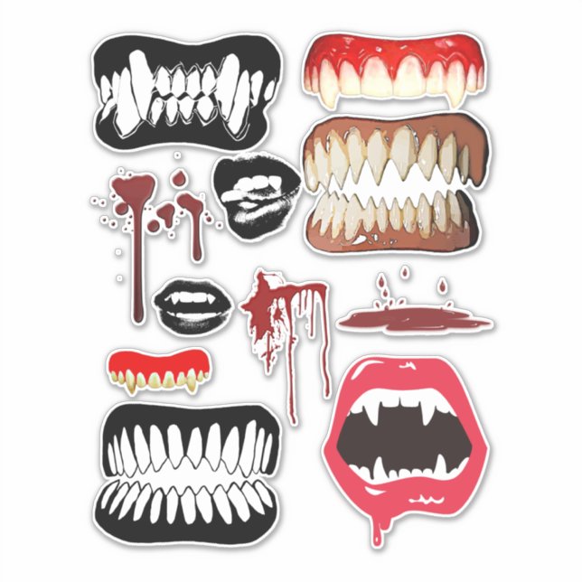 Sticker Vampire Fangs Dents Halloween Horreur art (Devant)