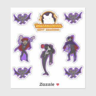 Sticker Vampires Bats Skeleton feuille pour Halloween