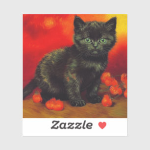 Sticker Van Gogh Black Kitten