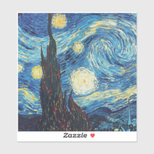 Sticker Van Gogh Nuit étoilée Vintage Bleu Chef-d'œuvre