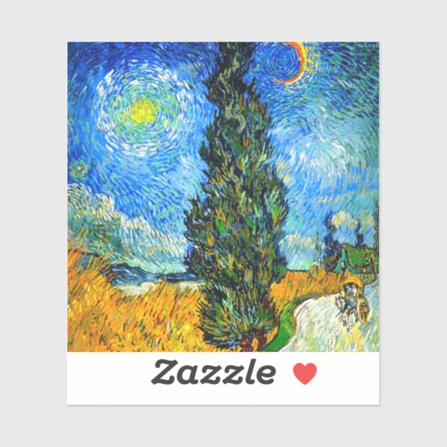 Sticker Van Gogh Road avec Cypress et Star (Feuille)