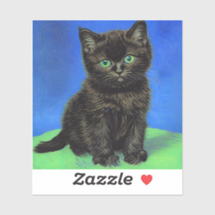 Sticker Van Gogh Style Kitten noir