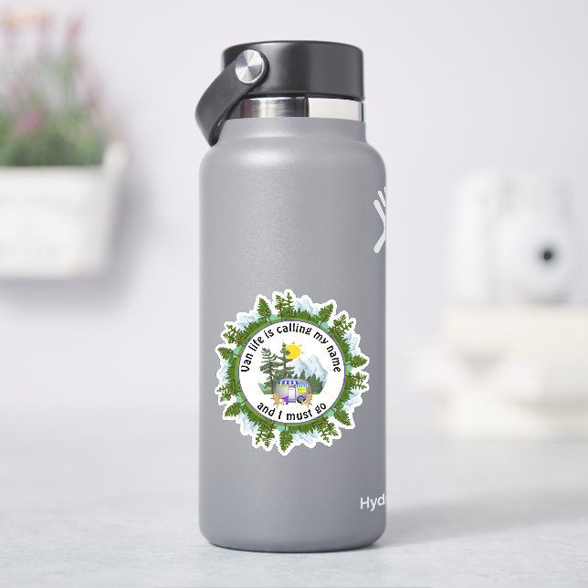 Sticker VAN LIFE APPELLE MON NOM Camping Personnalisé (HydroFlask)