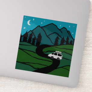 Sticker VAN LIFE Trees Forest Mountain Explore Moon Stars