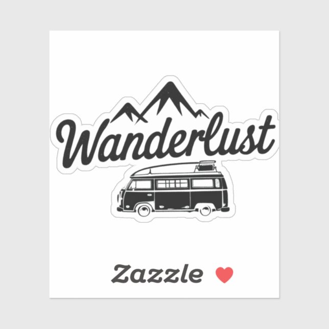 Sticker Van Life Wanderlust noir blanc (Feuille)