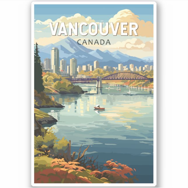 Sticker Vancouver Canada Travel Art Vintage (Devant)