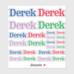 Sticker Variété des tailles du nom Derek