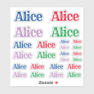 Sticker Variety of Sizes of the nom Alice
