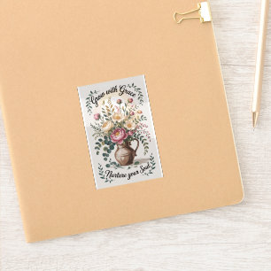 Sticker Vase avec Floraux grandir avec grâce Petite