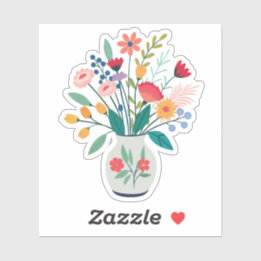 Sticker Vase blanche de Fleurs sauvages fantastiques
