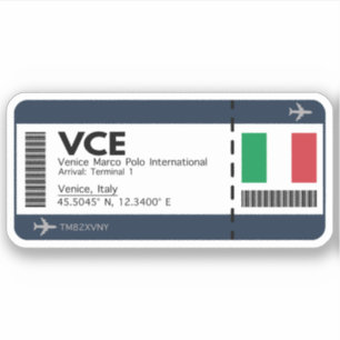 Sticker VCE Venice Boarding Pass - Italie Ticket