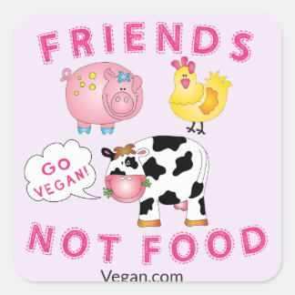 Sticker Vegan - Friends Not Food (20 Count 1,5 po)