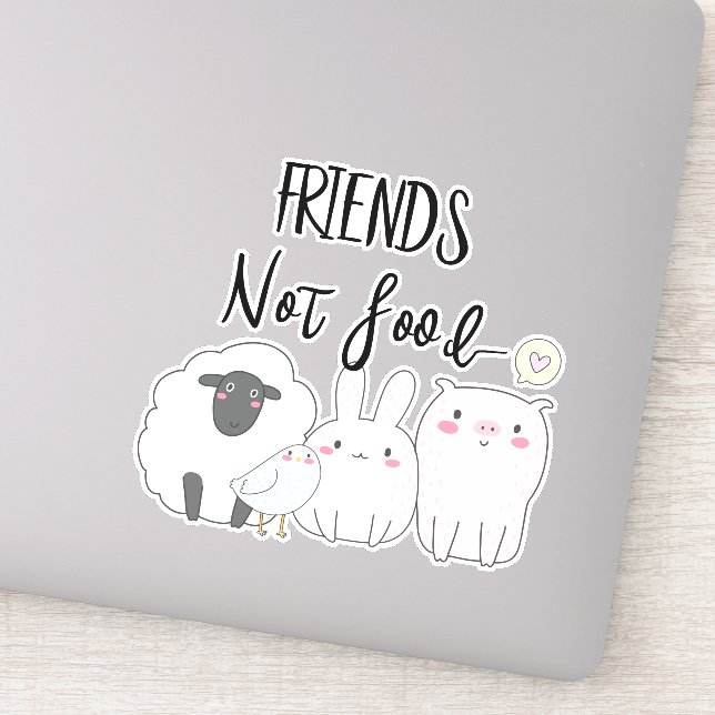 Sticker Vegan Friends Not Food Farm Animaux (Détail)
