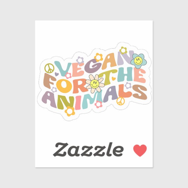 Sticker Vegan pour les animaux, Retro Vegan (Feuille)