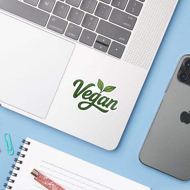 Sticker Vegan vert (Ordinateur portable avec iPhone)