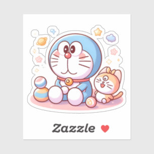 Sticker Venez Venez Chat Et Doraemon