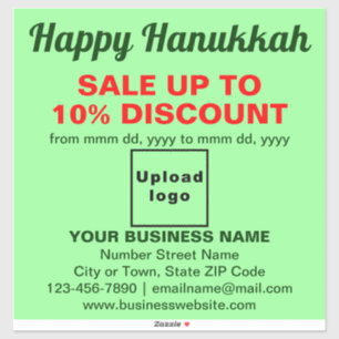 Sticker Vente de Hanukkah d'affaires sur vinyle vert clair
