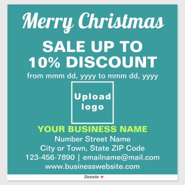 Sticker Vente de Noël d'affaires sur le Vinyl vert Turquoi (Feuille)