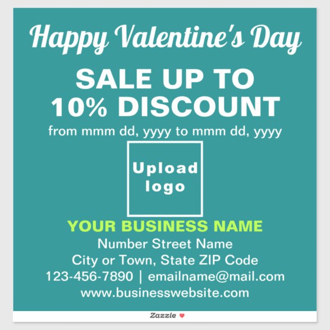 Sticker Vente Valentine d'affaires sur le Vinyl Vert Turqu (Feuille)