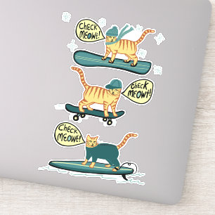 Sticker VÉRIFIEZ MEOWT ! Surf des neiges de surf de