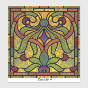 Sticker Verre de couleur victorienne en vert et or