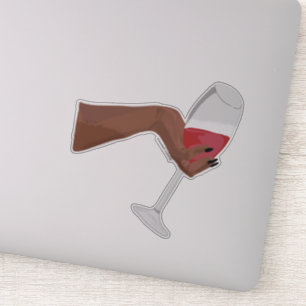 Sticker Verre main avec art numérique de vin rouge