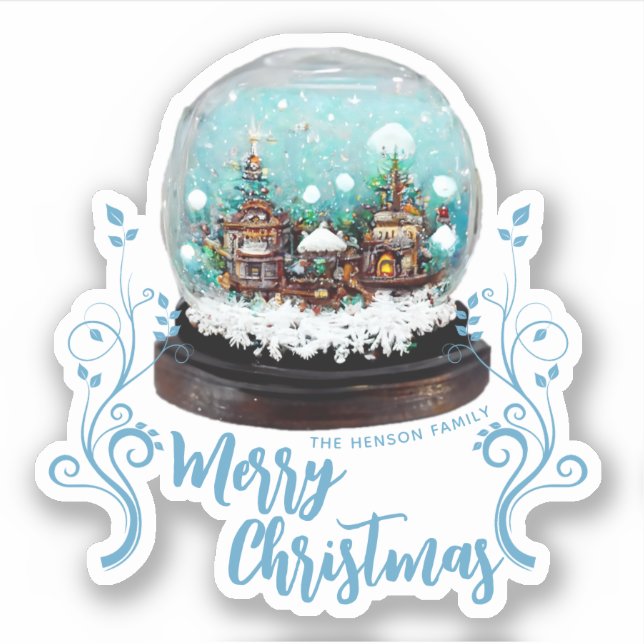 Sticker Verre Snowball Village d'hiver Foliing Noël (Devant)