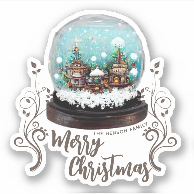 Sticker Verre Snowball Village d'hiver Foliing Noël (Devant)
