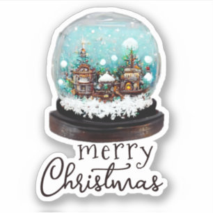 Sticker Verre Snowball Village d'hiver Noël