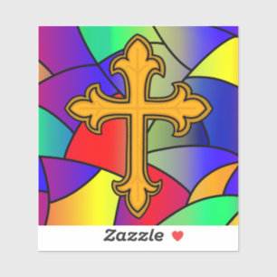Sticker Verre tendu et croix religieuse