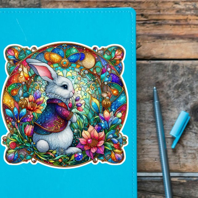 Sticker Verre tourbillon de lapin de Pâques (Créateur téléchargé)