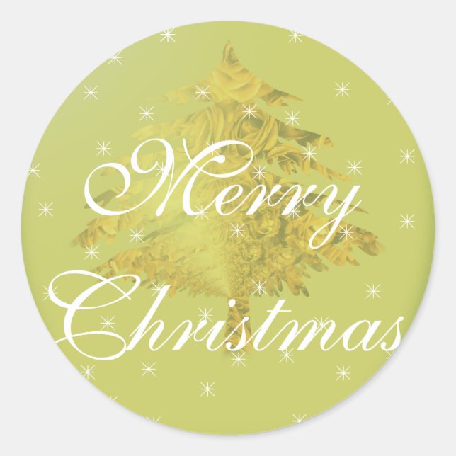 Sticker vert Arbre de Noël Or avec étoiles (Devant)