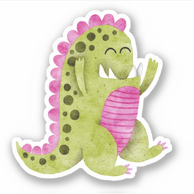 Sticker Vert mignon + Monstre rose avec des doigts amusant (Devant)