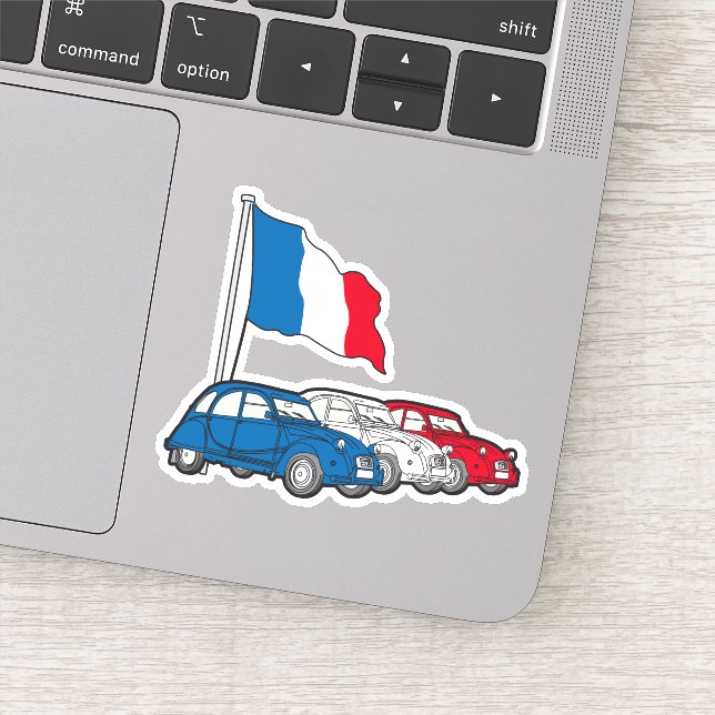 Sticker Vétéran 2CV Trio Drapeau France (Détail)