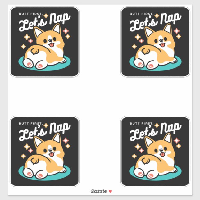 Sticker Vibes Corgi Butt et Nap - Joli chien couché (Feuille)