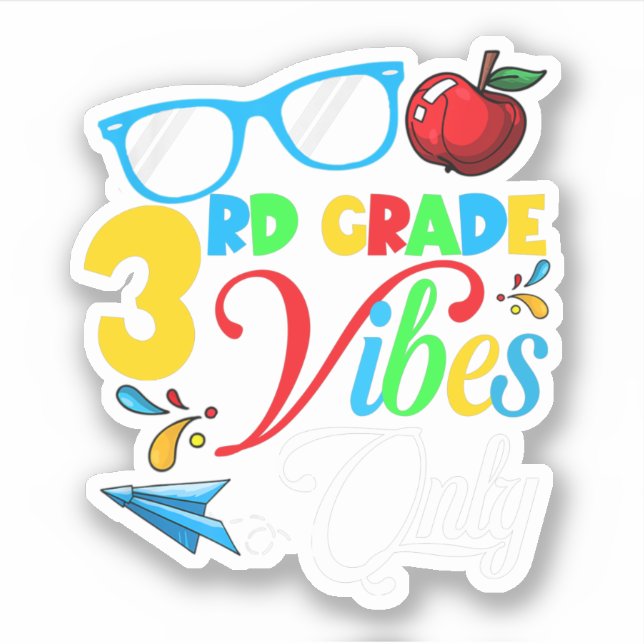 Sticker Vibes De 3E Année Seulement Retour À L'École Cute  (Devant)