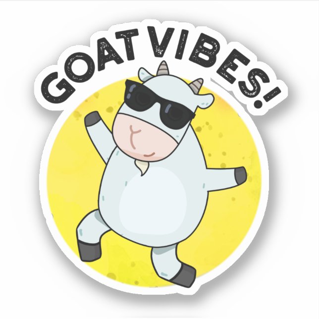 Sticker Vibes de chèvre amusant Good Vibes Animal Pun (Devant)