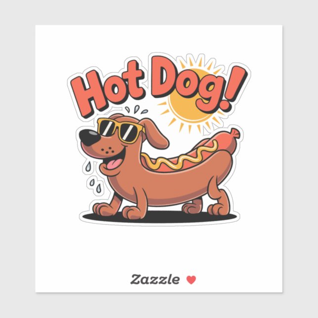 Sticker Vibes de chien chaud à la saucisse (Feuille)
