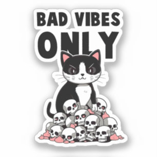 Sticker Vibes incorrectes uniquement - Chat et crânes