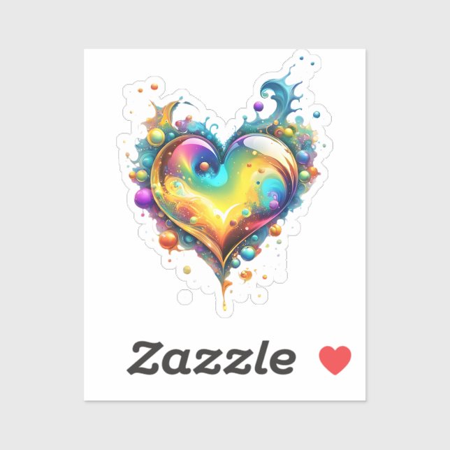 Sticker Vibrant Colored Heart (Feuille)