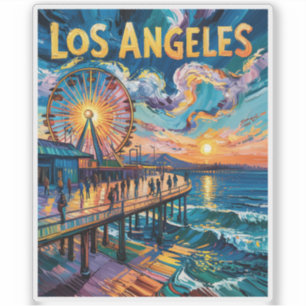 Sticker Vibrant Los Angeles Jetée Coucher de soleil Van Go